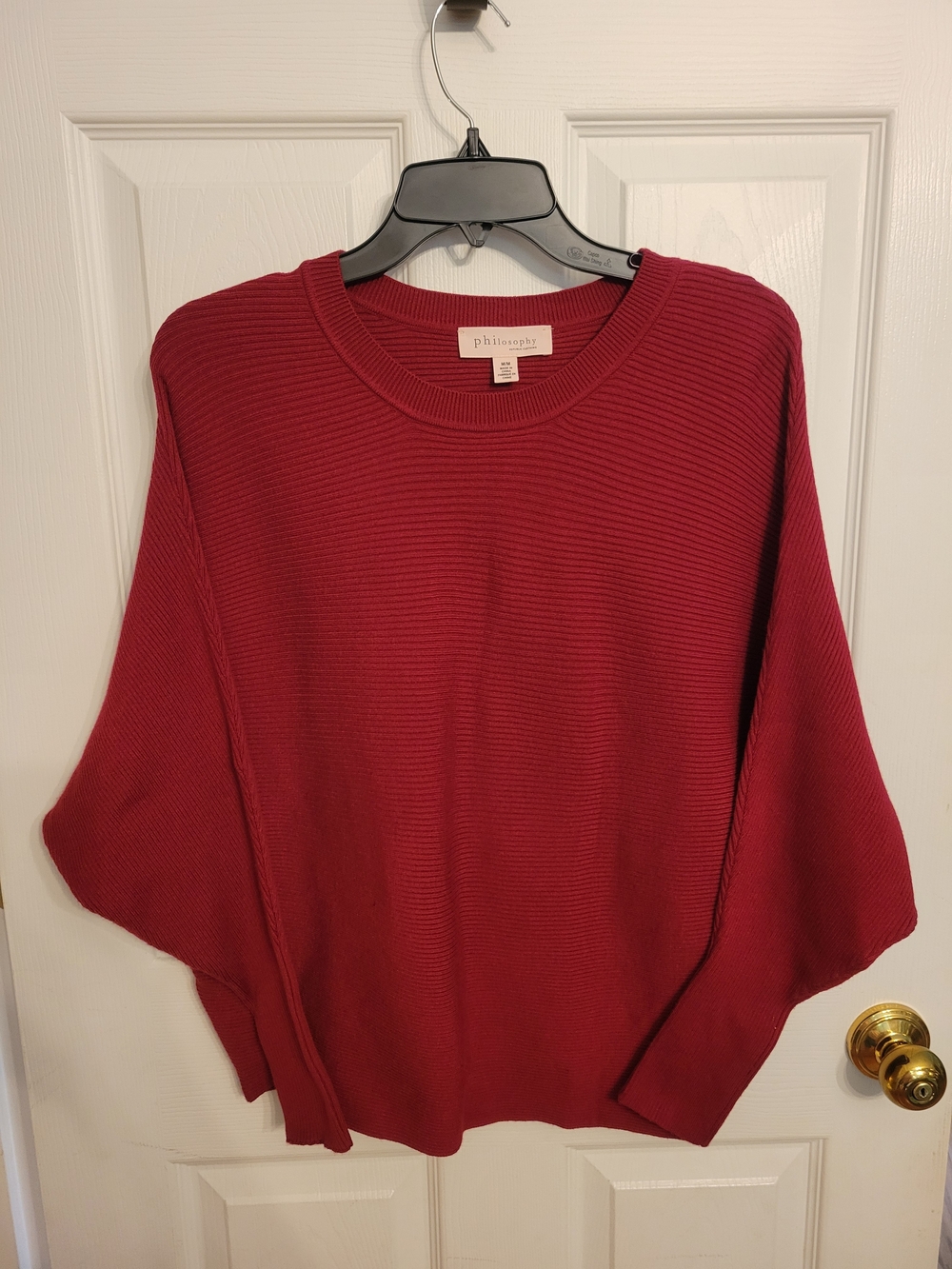 Philosophy Ribbed Crewneck Sweater in Burgundy